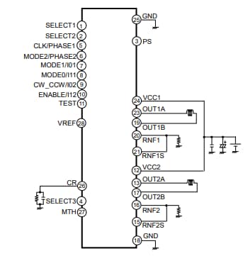 应用电路图 - ROHM Semiconductor BD63910MUV步进电机驱动器